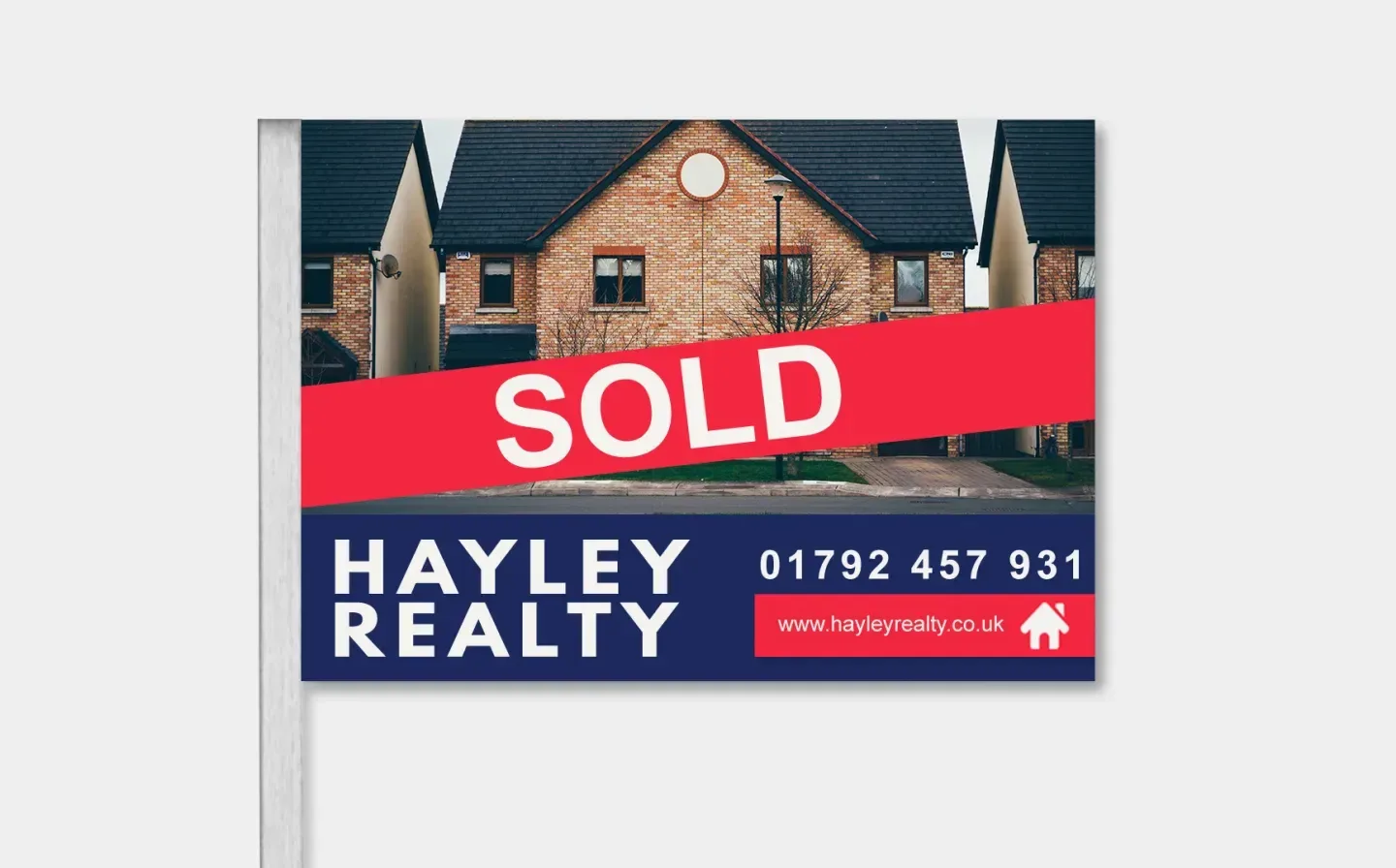 A for sale sign indicating sold real estate, showcasing a successful property transaction