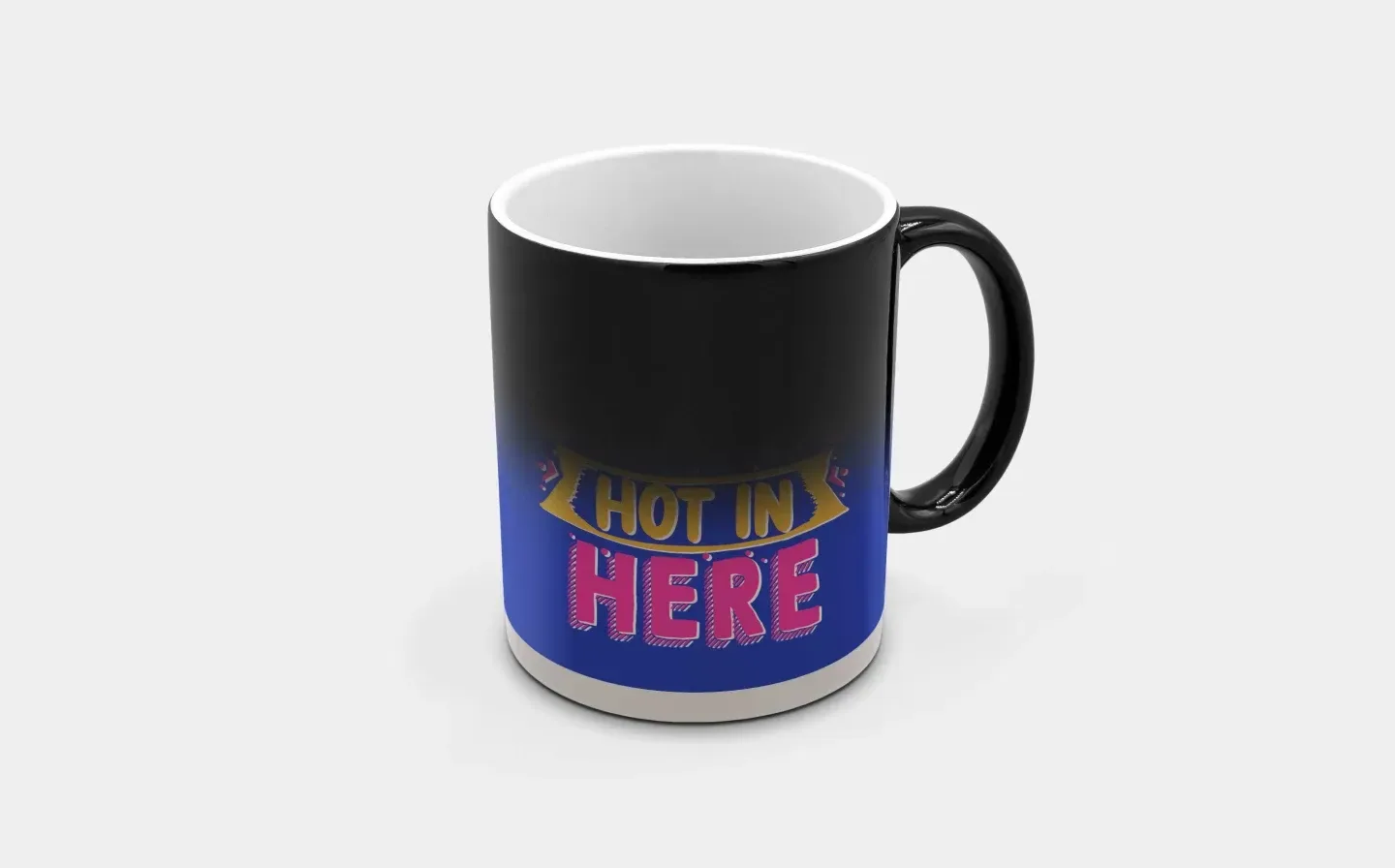 The second stage of the magic mug, now with hot water inside, causing it to activate its heat-changing feature